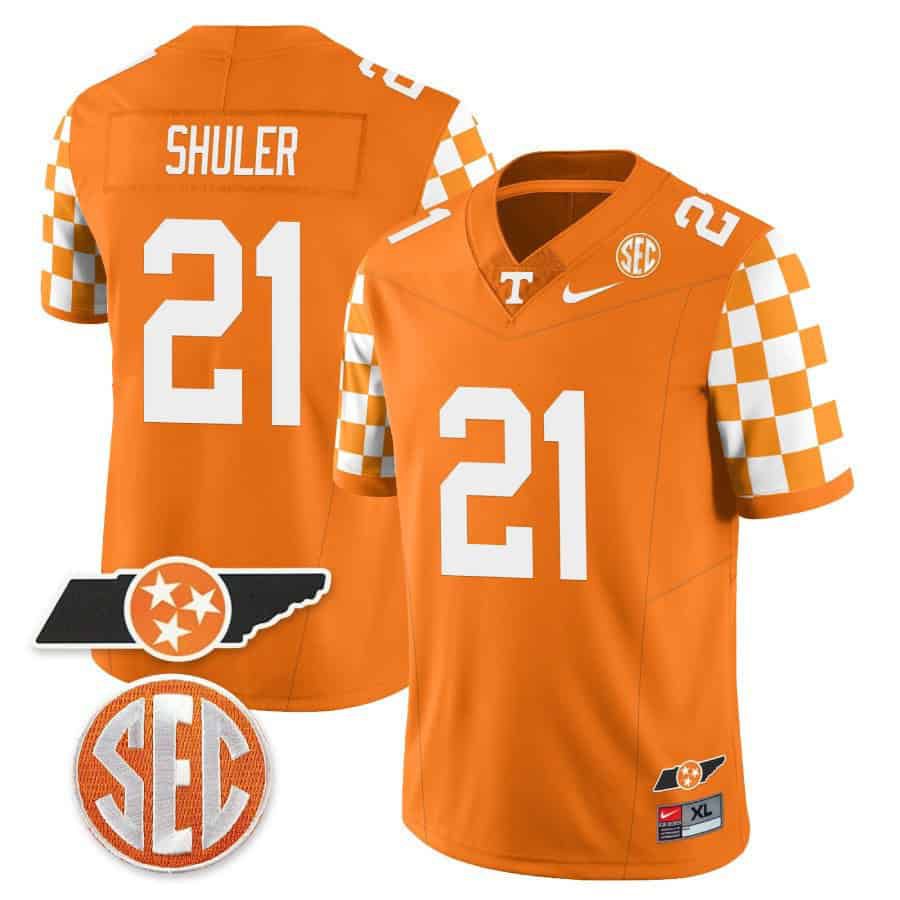 Men Tennessee Volunteers #21 Shuler Orange 2024 Nike Checkerboard & Alternate NCAA Jersey